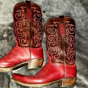 Red Lucchese boots